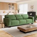 Marsail 89 Sofa Couch 3-Seater Couches with Wide Armrests &amp Deep Cushions Modern Linen Fabric Sofas for Living Room Comfy Upholstered Couch with Removable Washable Covers Green