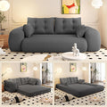 78.7 Convertible Sofa Bed 3-in-1 Folding Floor Couch with 4 Pillows Sleeper Sofa for Living Room and Guest Bed No Assembly Required (Grey Teddy Fabric)