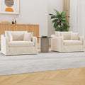 Mlmh &amp Kngwa 45.27 W Oversized Armchair Set of 2 Reading Corner Chairs with 3 Pillows Upholstered Chenille Sofa Large Comfy Deep Seat Chair for Living Room Apartment Beige