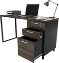 Modern Design Milano Office Computer Desk with 3 Locking Drawers 48 Inch Grey and Black Industrial Wood Desk with Filing Drawer and Storage by Crafts and Comfort