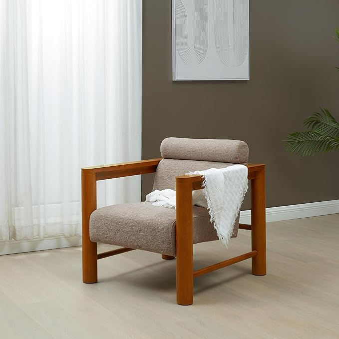 SAFAVIEH Couture Collection Nikolas Light Brown/Natural Boucle Accent Chair