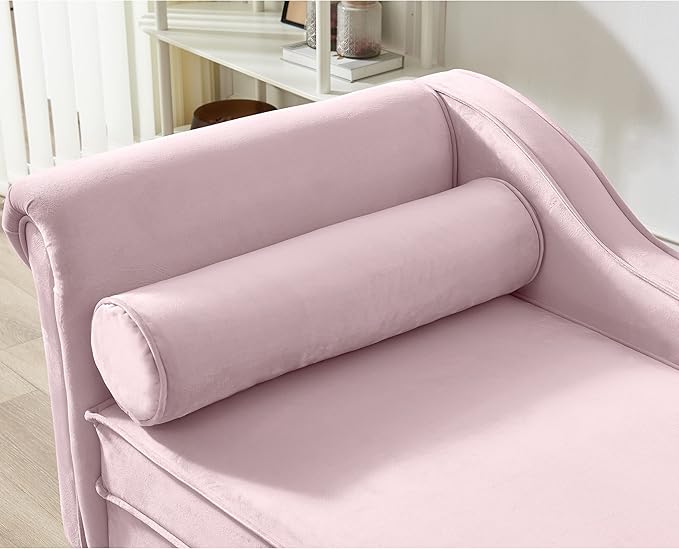 60.6 Velvet Chaise Lounge Sleeper Sofa with Large Hidden Storage &amp Lumbar Pillow Upholstery Tufted Lounge Chair Indoor with Gold Metal Legs &amp Armrest Reclining Sofa Chair for Living RoomBe