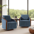 Swivel Barrel Accent Chair Mid Century Modern Arm Chair for Living Room Bedroom Comfy Club Reading Lounge Sofa Corner Chairs for Adults(Chenille Navy Blue Set of 2)