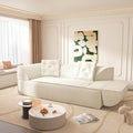 3-in-1 Convertible Sofa Bed 3-seater Boneless Futon Couch with Adjustable Backrest and Armrests Chenille Chaise Lounge Sofa with Pillows Floor Sleeper Loveseat for Living Room Reading Room Beige