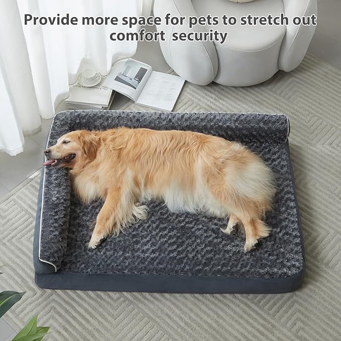 BFPETHOME Orthopedic Dog Beds for Large Dogs-Waterproof Sofa Dog Bed with Removable Washable Cover Large Pet Bed with Waterproof Lining and Nonskid Bottom Pet Bed for Dogs