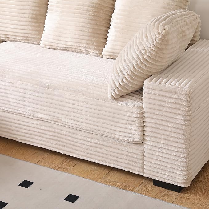 Sectional Sofa with Storage Ottoman Modern Cloud Couch with Deep Seat Modular Sectional Couches for Living Room Apartment Office Beige