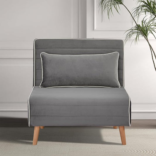 32 Convertible Sleeper Chair 3-in-1 Folding Sleeper Chair with Pillow 3-Position Adjustable Backrest for Living Room Bedroom Office Gray