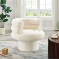 360° Swivel Barrel Accent Chair - Cozy Sherpa Fabric Upholstery Ergonomic Wrap-Around Design Sturdy Base Modern Style for Living Room Bedroom or Office (Beige)