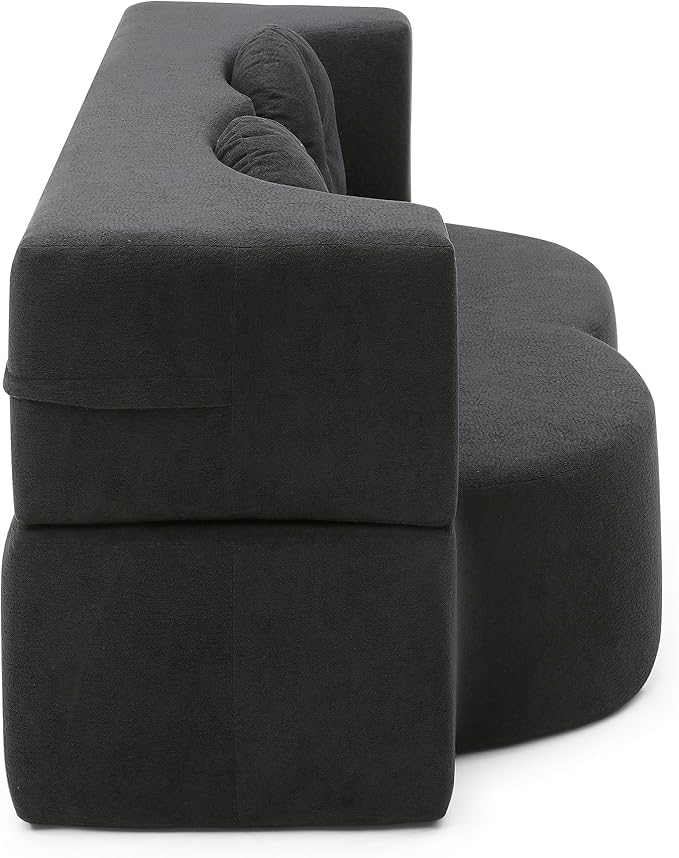 KEIKI 2-in-1 Folding Sofa Bed with Pillow Queen Sleeper Sofa Floor &amp Futon Loveseat Couch Foam Folding Mattress for Living Room Guest Use Office Apartment No Assembly Required Black