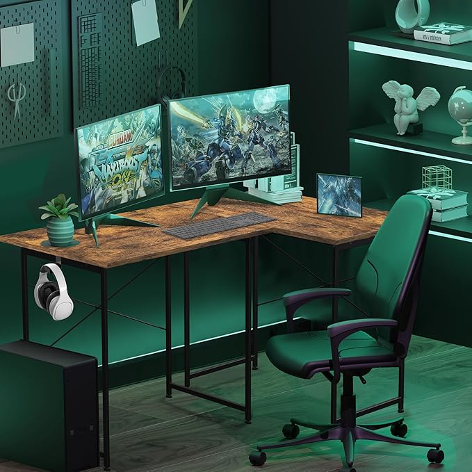 Small Space Writing Desk with Headphone Hooks Modern Simple Design Suitable for Study Home Office and Living Room