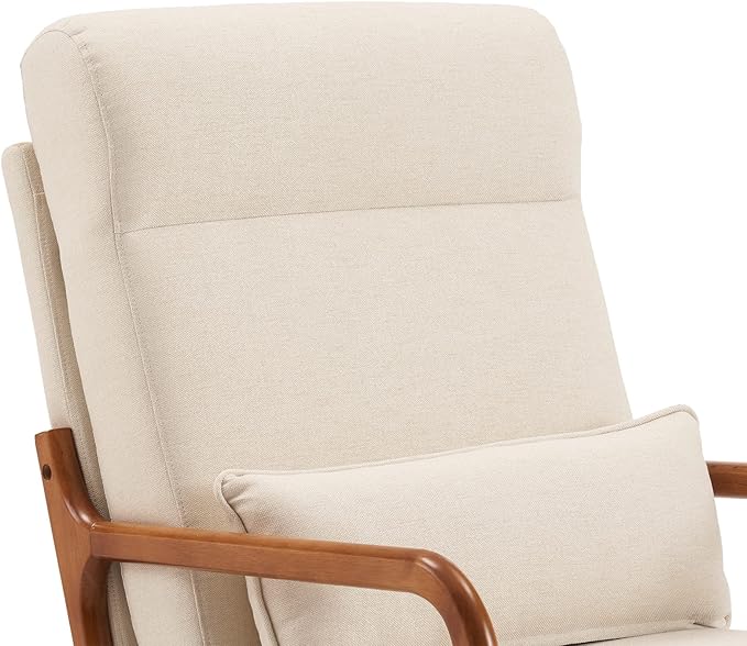 Bonnlo High Back Beige Accent Chairs Set of 2 Upholstered Mid Century Modern Lounge Fabric Chairs Reading Chairs Side Sitting Chair Solid Wood Farmhouse Armchairs for Living Room Bedroom Guest Room