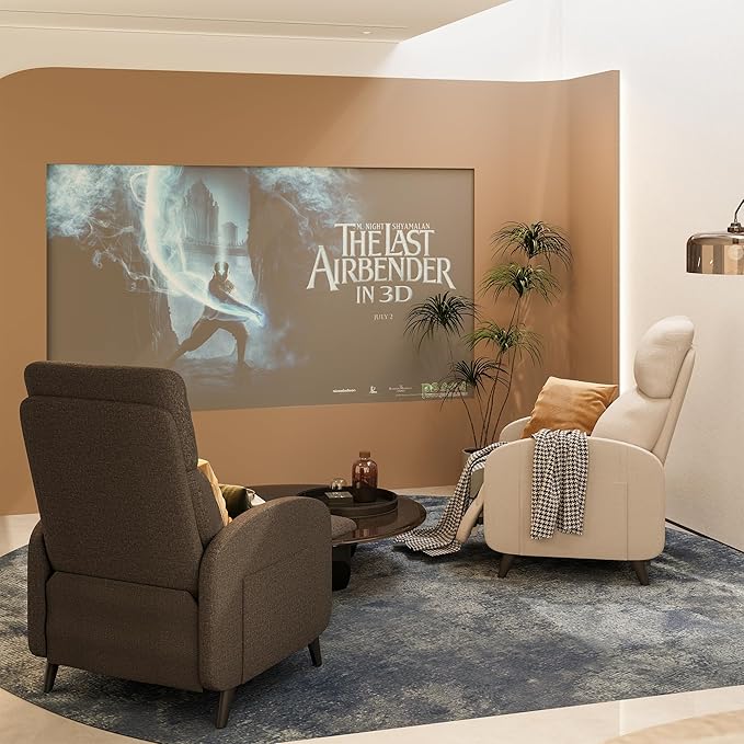 FLEXISPOT XC2 Recliner Chair for Adults Fabric Small Reclining Chair Home Theater Seating with Side Pockets Adjustable Modern Single Sofa Armchair Extended Footrest for Living Room(Brown)