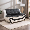 Living Room Furniture Sets 3 Piece Faux Leather Sofa Set White and Black Couch Set for Home Apartment Office(Loveseat)