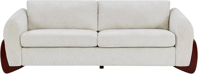 Christopher Knight Home Taki 89 Inches Sofa Couch Cozy Chenille Upholstered 3-Seater Sofa Wood Frame Couches Comfy Home Sofa Living Room and Office Lounge Seating with Armrests Beige