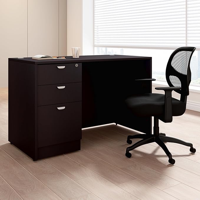 Boss Office Products 48 x 24 Desk with File Pedestal Mocha