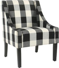 Homepop Home Decor | Upholstered Swoop Arm Accent Chair | Accent Chairs for Living Room &amp Bedroom | Decorative Home Furniture Black Plaid