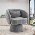 Swivel Accent Chair Sherpa Bucket Chair Velvet Upholstered Armchair 360° Swivel Bucket Shaped Armchair with Pillow and Round Back for Living Room Bedroom Nursery (Gray)