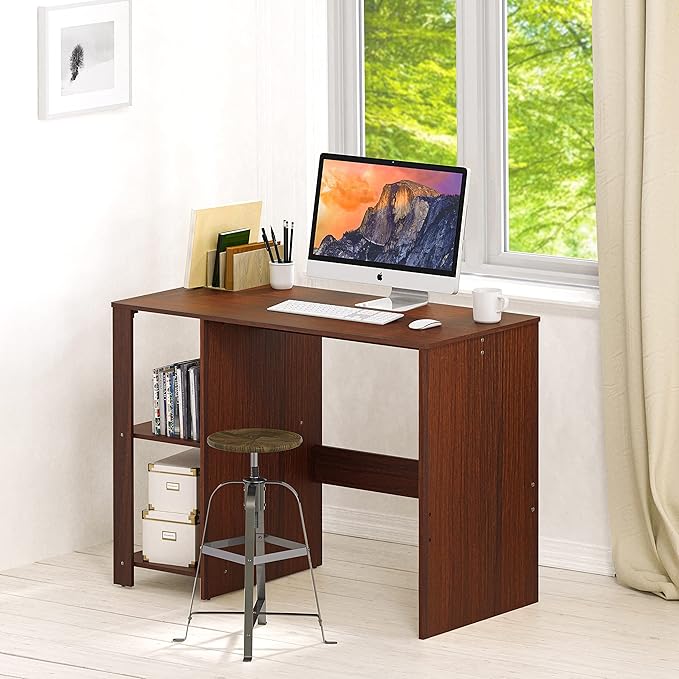 SHW 38-Inch Home Office Computer Desk with Shelves Cherry