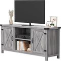 YESHOMY Modern Farmhouse TV Stand with Two Barn Doors and Storage Cabinets for Televisions up to 65+ InchEntertainment Center Console TableMedia Furniture for Living RoomRustic Gray