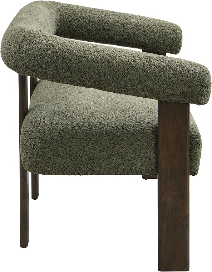 Christopher Knight Home Celen Modern Boucle Fabric Upholstered Loveseat with Round Armrest and Rubberwood Frame Comfy Living Room 2-Seater Sofa Space-Saving Couch for Hotel/Apartment Green+Brown
