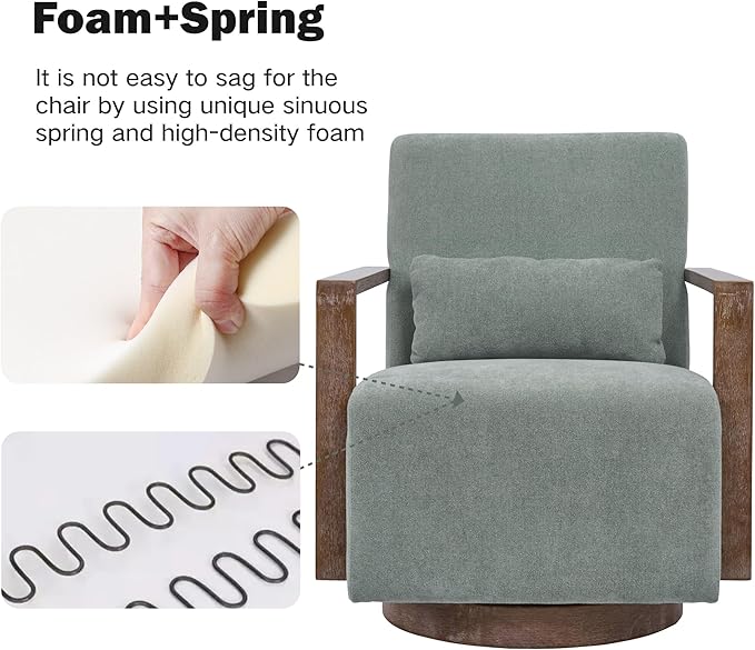 Chifee &amp Vingol 29.72 Swivel Accent Arm Chair Mid Century Modern Living Room Chair Set of 2 with Solid Wood Base &amp ArmrestGreen
