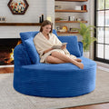 Antetek 53-inch Round Chaise Lounge Chair Indoor Modern Cloud Single Corduroy Couch with 3 Pillows Boneless Compressed Memory Foam Sofa Chair for Living Room Bedroom Apartment Blue