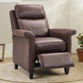 Push Back Recliner Chair Faux Leather Lounge Armchair with Footrest Decoration Single Sofa Accent Chair for Living Room Bedroom Small Spaces (1 Dark Brown)