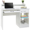Best Choice Products Commercial Home Computer Laptop Work Station Desk Table w/Removable Shelf Divider Open Back for Home College Office - White