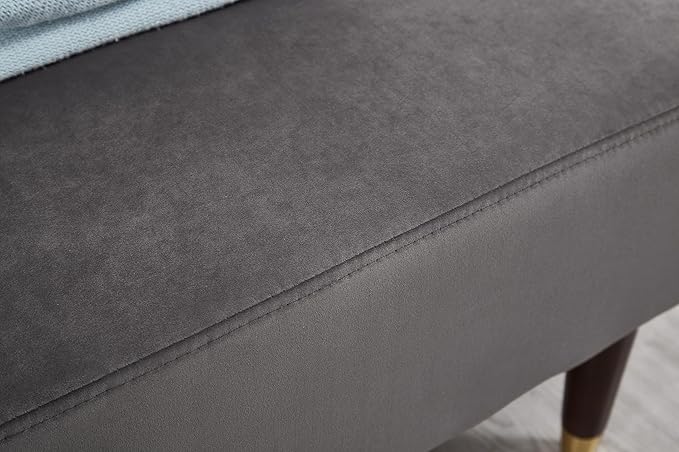 58 Modern Velvet Sofa Chaise with Tilted Backrest Comfortable Luxurious Lounge Chair with Curved Armrests Stylish Sofa Couch with Solid Wood Legs for Study Room Apartment Bedroom Living Room Grey