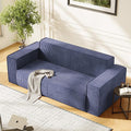 PUREMIND 3 Seater Sofa in a Box 76 Modern Corduroy Sofa Couch with Widen Armrest No Installation Comfy Deep Seat Couches for Living Room Apartment Blue
