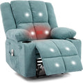 Manual Recliner Chair with Heating &amp MassageErgonomic Overstuffed Breathable Fabric Reclining Chair with Side PocketsQ235 Steel Frame Lazy Boy Recliner Single Sofa for Living Room Bedroom