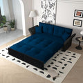 3-in-1 Folding Convertible Sleeper Tufted Couch with 2 Soft Pillows 74.8 Queen Pull Out Sofa Bed Multi-Functional Velvet Loveseat Bed Blue