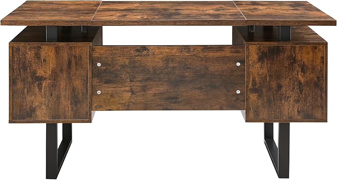 Computer Desk with 4 Drawers for Files Organization Large Home Office Desk with Storage Shelves Industrial Study Writing Table Workstation for Home Office Study Room Dedroom Rustic Brown