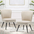 annjoe Armless Dining Chair Accent Chairs Upholstered Slipper Chair Single Sofa Living Room Chairs with Metal Leg Set of 2 for Home Kitchen Office Bistro Cafe Ivory