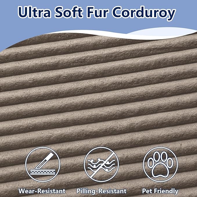 Modular Sectional Sofa Cloud Sectional Couch 96 Comfy Fluffy L-Shaped Couches for Living Room Deep Seat Memory Foam Plush Corduroy Boneless Couch Sectionals No Assembly (CamelLeft-Facing Chaise)