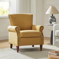 HULALA HOME Accent Chair with Wood Legs &amp Removable Cushion Modern Wingback Armchair with Nailhead Trim Comfy Upholstered Lounge Chair Single Sofa Chairs for Living Room Bedroom Mustard
