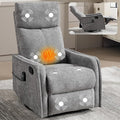 Massage Chair Recliner with Heat Swivel Rocking Chair Recliner with High Back Manual Nursery Recliners for AdultsSmall Recliner Chair for Small Spaces Living Room Bedroom Fabric (Light Grey)