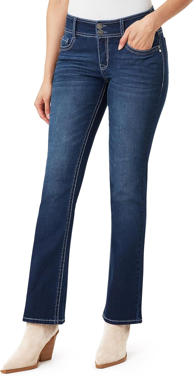 WallFlower Luscious Curvy Bootcut Jeans for Women Mid-Rise Insta Stretch Denim Size-Inclusive Juniors Jeans