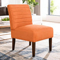 Anwick Orange Modern Accent Chair Mid Century Upholstered Living Room Chair with Wood Legs Comfy Small Accent Chair with Back for Small Spaces Office Bedroom Reading Spaces (Orange2)
