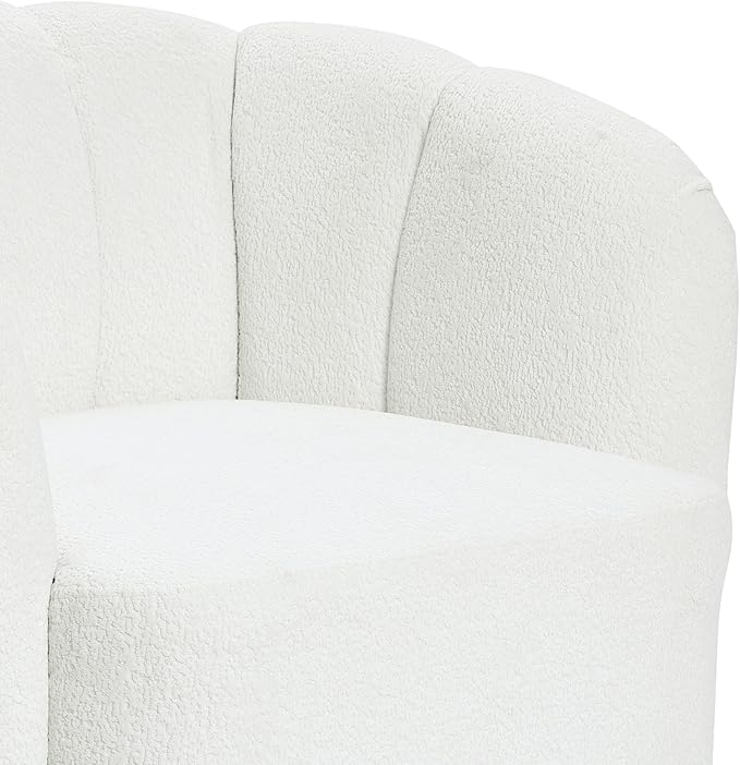 LuxenHome Swivel Barrel Accent Chair Modern Comfy Upholstered Ivory Boucle Accent Chair for Living Room Bedroom NurserySingle Sofa Club Armchair with 360 Degree Soft Elegant Sherpa