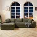 Cloud Sectional Couch Modular Sectional Sofa with L Shaped Chaise Corduroy Deep Seat Boneless Couch (Green 108 Inch Left Facing Chaise)