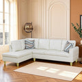 L Shaped Couch Sectional Couches with Chaise 3 Pieces Modular Convertible Sofa for Living Room Furniture Sets and Small Apartment Faux Leather White