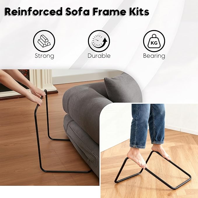 79 Inch Convertible Sleeper Sofa Bed 5 in-1 Boneless Floor Couch Bed with Fixed-Shape Frame Modular Floor Sofa Futon Couch for Living Room RV Studio Bedroom Small Spaces Grey