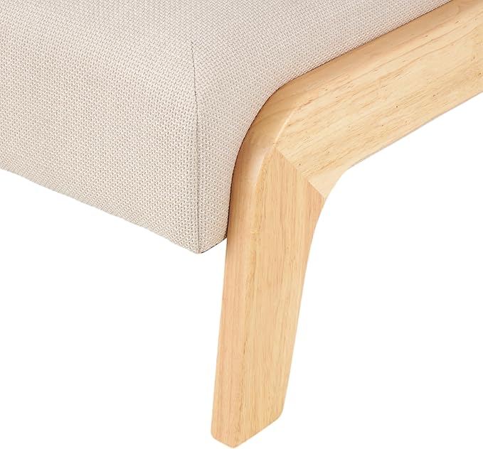 Deco 79 Polyester Living Room Accent Chair Square Boucle Side Chair with Brown Wooden Legs Corner Chair 27 x 28 x 29 Beige