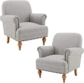 chairus Linen Accent Chair for Living Room Set of 2 Upholstered Mid Century Modern Single Sofa Chair with Solid Wood Legs Comfy Reading Armchair for Bedroom/Office Room/Recption/Lounge Black Stripe