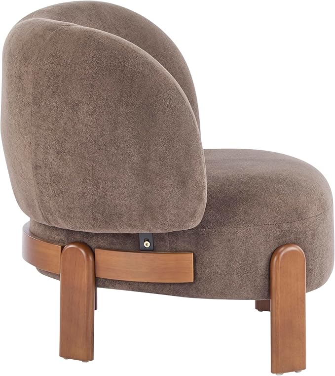 Christopher Knight Home Lily Solid Wood Wingback Accent Chair Fabric Upholstered Club Chair Curved Backrest Single Sofa Comfy Reading Lounge Chair for Living Room Soft Cushion Seating Dark Brown