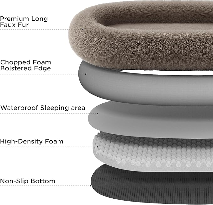 Bedsure Calming Human Dog Bed 71 x 44 x 12 Giant Human Dog Bed for Adults People Fits Pet Families with Storage Pocket Fluffy Faux Fur Orthopedic Pet Bean Bed Frost Grey