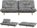 JUMMICO Convertible Futon Sofa Bed Sleeper Futon Couch with Adjustable Backrest and Armrests Modern Loveseat with Sturdy Wood Frame for Small Spaces Apartments (Leathaire Gray)