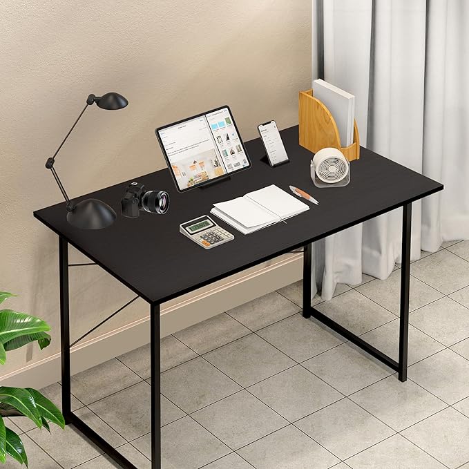 YSSOA Computer Desk Home Office Work Study Writing Modern Simple Table with Headphone Hooks