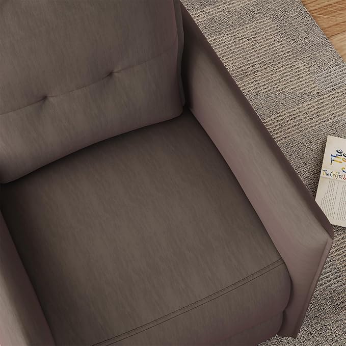 Manual Recliner Chair for Adult Velvet Reclining Chair with Chunky Cushion for Small Space Comfortable Reclining Sofa for Living Room Bedroom Home Theater Easy Assembly (Coffee)
